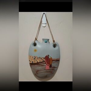 Adobe Moon Southwestern Ceramic Wall Art with Gray and Brown Tones